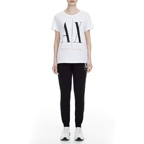 A|X Armani Exchange Women's Icon Project Embroidered Drawstring Sweatpant, Black, X-Small