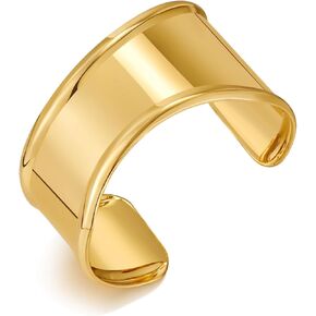ENSKEFEN Chunky Gold Cuff Bracelet for Women Multi-layer Gold Bangle Bracelets Wide Hinge Open Cuff Bracelets