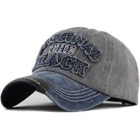 Vintage Baseball Cap Washed Denim Trucker Cap 100% Cotton Sun Hat Embroidery Black for Men Women Adjustable Size