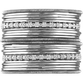 Aheli Stylish Indian Oxidized Bangle Set Ethnic Traditional Bollywood Fashion Wedding Wear Jewelry for Women Girls (Silver_2.8 Inch)