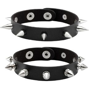 Manfnee Leather Cuff Bracelet Punk Bracelet Rock Braided Rivets Wristband for Men Women Adjustable