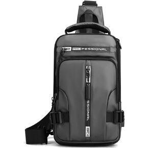 Men Sling Bag Shoulder Crossbody Backpack with Adjustable Strap Waterproof Chest Bag with USB Charging