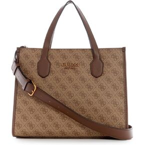 GUESS Silvana Small Tote Latte Logo/Brown One Size