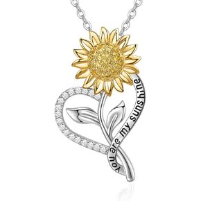 PAITAIN 18k Gold Plated Sunflower Necklaces for Women, Sunflower Anniversary for Wife Girlfriend Gift, You are My Sunshine Necklace, Sunflower Jewelry Birthday Gift for Her Wife Girlfriend Daughter Mom Birthday Anniversary Valentines Day Christmas