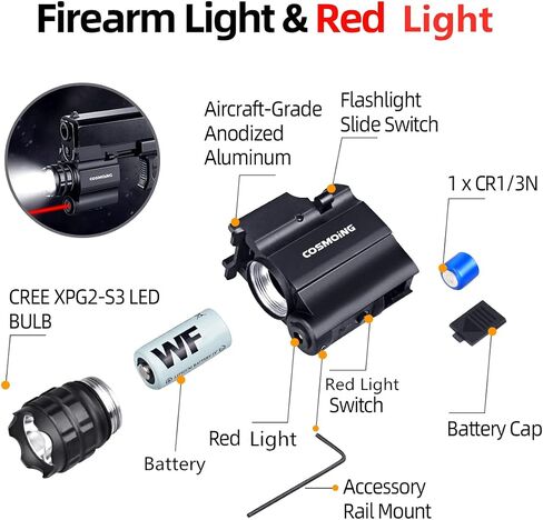 Rail Mounted Green Laser Light Combo, 600 Lumen Strobe Light Laser Sight Gun Flashlight with Quick Release for Pistol Handgun Rifles in Saudi Arabia