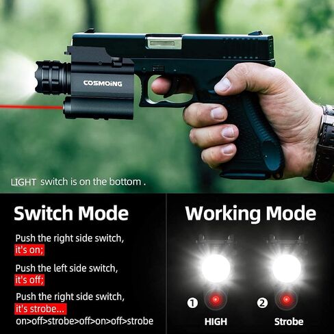 Rail Mounted Green Laser Light Combo, 600 Lumen Strobe Light Laser Sight Gun Flashlight with Quick Release for Pistol Handgun Rifles in Saudi Arabia
