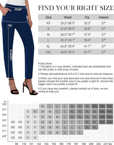 Houmous 29" Inseam Dress Pants for Women Stretchy Skinny Leg Work Slacks Pull On Casual Trousers in Kuwait