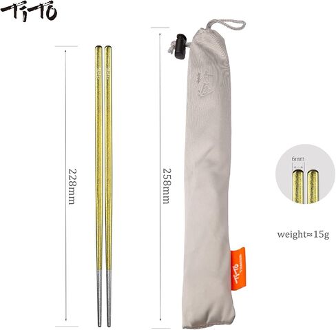 TiTo Bright Colorful Portable Titanium Chopsticks Square Chopsticks Outdoor Camping Cutlery Picnic Dishes Ultralight Only 16g in Saudi Arabia