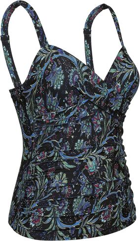 ملابس سباحة نسائية من Firpearl Underwire Tankini Top Only Twist V Neck لملابس السباحة الكبيرة المكشكشة للتحكم في البطن in Kuwait