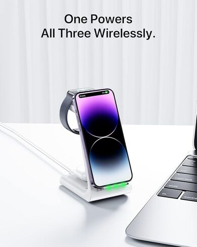 Intoval Wireless Charging Station, 3 in 1 Charger for Apple iPhone/iWatch/Airpods,iPhone15,14,13,12,11 (Pro,Pro Max)/XS/XR/XS,iWatch9/8/Ultra2/1/7/6/SE/5/4/3/2,Airpods Pro2/Pro1/3 (A3,Black) in Kuwait