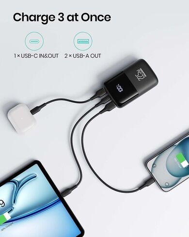 INIU Portable Charger, Smallest 22.5W 10000mAh Power Bank, USB C in/Output Fast Charging 3-Output Mini Battery Pack Charger with Phone Holder for iPhone 15 14 13 12 11 Samsung S23 Google iPad Tablet in Saudi Arabia