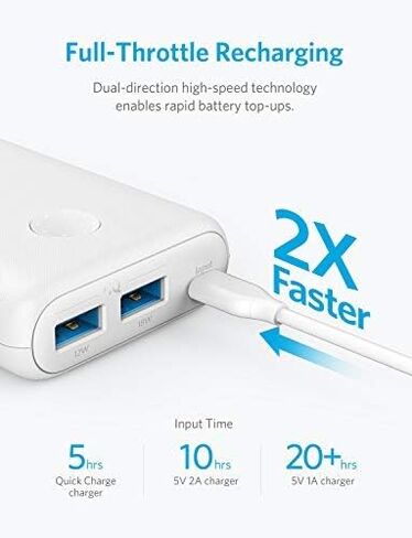 Anker PowerCore II 20000, 20100mAh Portable Charger with Dual USB Ports, PowerIQ 2.0 (up to 18W Output) Power Bank, Fast Charging for iPhone, Samsung and More (Compatible with Quick Charge Devices) in Saudi Arabia