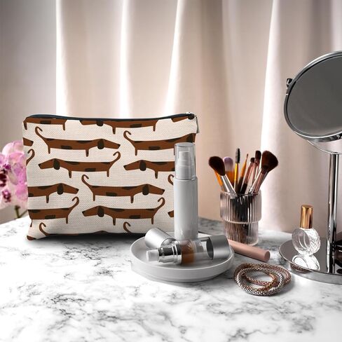 Nogrit Dachshund Makeup Bag,Dachshund Cosmetic Bag,Just a Girl Who Loves Dachshunds, Dachshund Makeup Travel Toiletry Bag,Dachshund Mom Gifts,Dachshund Lover Gifts,Dachshund Gifts for women in Kuwait