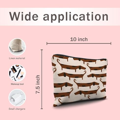 Nogrit Dachshund Makeup Bag,Dachshund Cosmetic Bag,Just a Girl Who Loves Dachshunds, Dachshund Makeup Travel Toiletry Bag,Dachshund Mom Gifts,Dachshund Lover Gifts,Dachshund Gifts for women in Kuwait