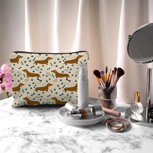 Nogrit Dachshund Makeup Bag,Dachshund Cosmetic Bag,Just a Girl Who Loves Dachshunds, Dachshund Makeup Travel Toiletry Bag,Dachshund Mom Gifts,Dachshund Lover Gifts,Dachshund Gifts for women in Kuwait