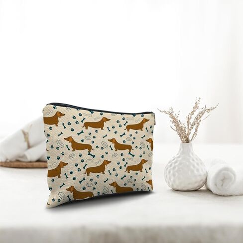 Nogrit Dachshund Makeup Bag,Dachshund Cosmetic Bag,Just a Girl Who Loves Dachshunds, Dachshund Makeup Travel Toiletry Bag,Dachshund Mom Gifts,Dachshund Lover Gifts,Dachshund Gifts for women in Kuwait