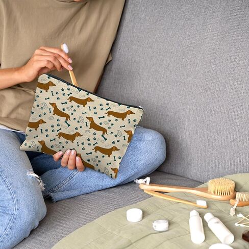 Nogrit Dachshund Makeup Bag,Dachshund Cosmetic Bag,Just a Girl Who Loves Dachshunds, Dachshund Makeup Travel Toiletry Bag,Dachshund Mom Gifts,Dachshund Lover Gifts,Dachshund Gifts for women in Kuwait
