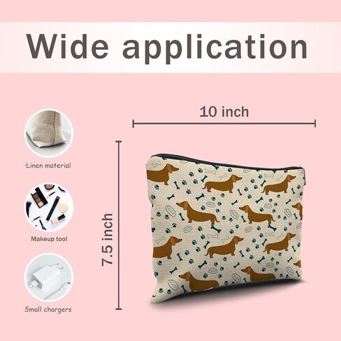 Nogrit Dachshund Makeup Bag,Dachshund Cosmetic Bag,Just a Girl Who Loves Dachshunds, Dachshund Makeup Travel Toiletry Bag,Dachshund Mom Gifts,Dachshund Lover Gifts,Dachshund Gifts for women in Kuwait