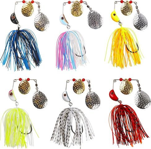 Spinner Baits Bass Fishing Lures Kit, 6/12pcs Metal Jig Hard Spinnerbait Buzzbait Kit Spinner Jig Lures for Bass Trout Salmon Walleye Freshwater Saltwater Fishing in Saudi Arabia