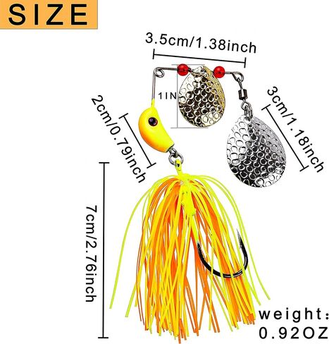 Spinner Baits Bass Fishing Lures Kit, 6/12pcs Metal Jig Hard Spinnerbait Buzzbait Kit Spinner Jig Lures for Bass Trout Salmon Walleye Freshwater Saltwater Fishing in Saudi Arabia