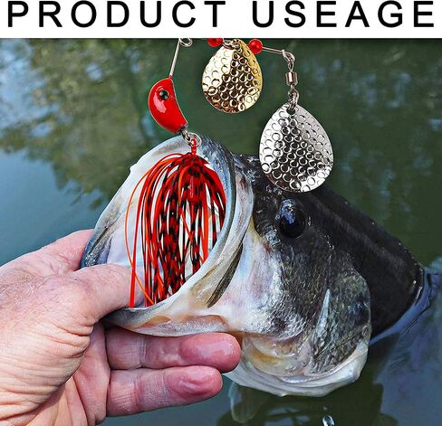 Spinner Baits Bass Fishing Lures Kit, 6/12pcs Metal Jig Hard Spinnerbait Buzzbait Kit Spinner Jig Lures for Bass Trout Salmon Walleye Freshwater Saltwater Fishing in Saudi Arabia