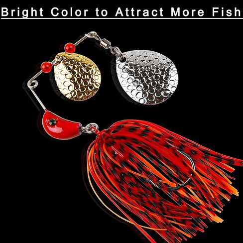 Spinner Baits Bass Fishing Lures Kit, 6/12pcs Metal Jig Hard Spinnerbait Buzzbait Kit Spinner Jig Lures for Bass Trout Salmon Walleye Freshwater Saltwater Fishing in Saudi Arabia