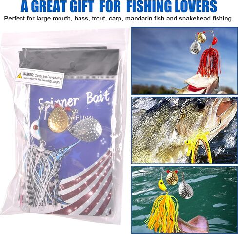 Spinner Baits Bass Fishing Lures Kit, 6/12pcs Metal Jig Hard Spinnerbait Buzzbait Kit Spinner Jig Lures for Bass Trout Salmon Walleye Freshwater Saltwater Fishing in Saudi Arabia
