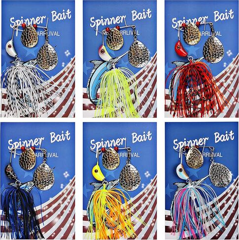 Spinner Baits Bass Fishing Lures Kit, 6/12pcs Metal Jig Hard Spinnerbait Buzzbait Kit Spinner Jig Lures for Bass Trout Salmon Walleye Freshwater Saltwater Fishing in Saudi Arabia