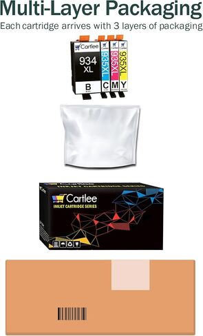 مجموعة 4 خراطيش حبر متوافقة من Cartlee لـ HP 934 و935 934XL 935XL لـ OfficeJet Pro 6830 6230 6835 6800 6812 6820 6825 6822 مجموعة خرطوشة حبر الطابعة (1 أسود، 1 لكل لون) in Kuwait