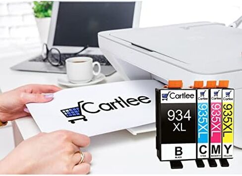 مجموعة 4 خراطيش حبر متوافقة من Cartlee لـ HP 934 و935 934XL 935XL لـ OfficeJet Pro 6830 6230 6835 6800 6812 6820 6825 6822 مجموعة خرطوشة حبر الطابعة (1 أسود، 1 لكل لون) in Kuwait