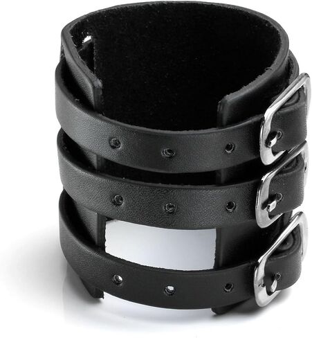 Eigso Punk Leather Cuff Bracelets for Men Women Retro Gothic Vintage Rock Wristband Pair for Man Woman in Kuwait
