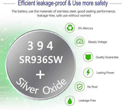 UOGTNON 394 SR936SW Watch Battery 1.55V Silver Oxide Button Cell (10-Pack) 1 in Kuwait