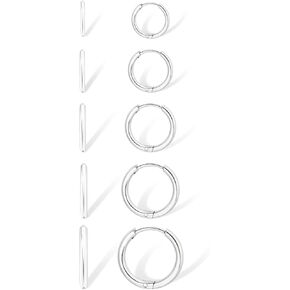 Dainty Small Gold Hoop Earrings for Women Set: 5 Pairs Lightweight 14K Gold Minimalist Huggie Hoop Earrings Cartilage Hoop Earring Helix Earring Tiny Gold Hoops for Women Men Girls 1.6MM Thickness Hypoallergenic Earring Sets for Multiple Piercing