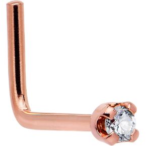 Body Candy 14K Solid Gold Nose Ring Studs - 1.5mm (0.015 cttw) Genuine Diamond L Shaped 20 Gauge 1/4" Nose Piercing Jewelry - Nose Stud, Nose Piercings, Gold Nose Studs Nose Rings for Women, Men