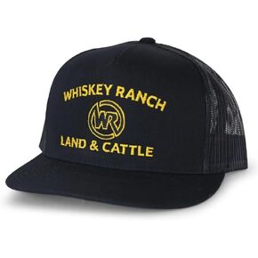 WHISKEY BENT HAT CO. Whiskey Ranch Land & Cattle Red 5 Panel Adjustable Patch Trucker Cap-The Case
