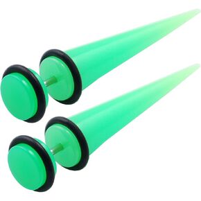 2pcs Acrylic Cheater Plugs 0 Gauge Look Taper Earring Expander Unisex Fake Black O-rings