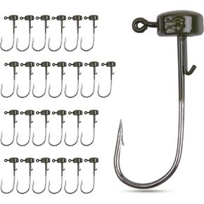 Ned Rig Jig Heads Kit-25pcs Finesse Mushroom Shroom Jig Hooks for Soft Lures Ned Rig Jig Heads for Bass Fishing Crappie Jig Heads Mushroom Head Jigs Freshwater or Saltwater 1/6 1/8 and 1/10oz