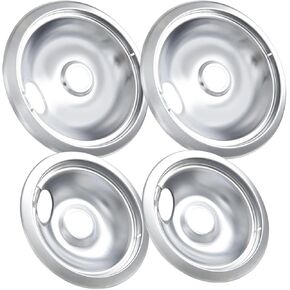 316048413 and 316048414 Stove Burner Drip Pans for Electric Stove Top - Perfectly Fit Frigidaire Kenmore Electric Range -Thickening to Prevent Bending and Rust - Include 2 x 6 in, 2 x 8 in