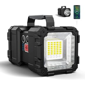 Bright Rechargeable Flashlight, Portable Handheld Spotlight Searchlight 10000mAh 1200LM with 3+4 LED Lights Modes, Waterproof Flashlight with USB Output Power Bank