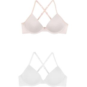 Hanes girls Molded Underwire Bra (Pack of 2), Black/Nude, X-Large