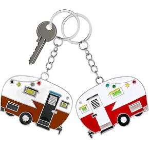 TrustBlai 2 حزمة سلسلة المفاتيح التخييم مجموعة سعيد RV التخييم كيرينغ الأزواج هدايا التخييم للرجال النساء السفر المقطورات الملحقات