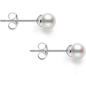 Rakumi Tiny Pearl Studs Earrings Sterling Silver 3mm Round AAAA White Freshwater Pearl Earrings Studs