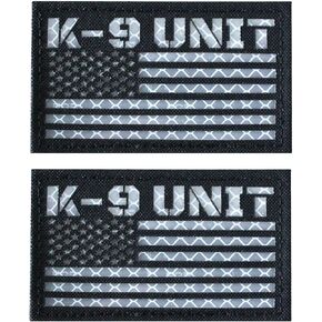 2 Pack Black White Reflective Army Vet Patch US Flag with Hook Back for Service Harness Tactical Vest Collar Hook-Fastener Backing (ARMY VET)