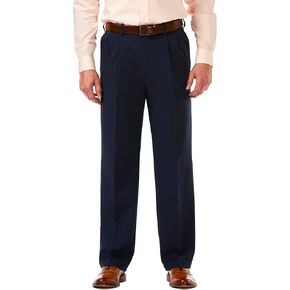 Haggar Mens Cool 18 Pro Classic Fit Pleat Front Hidden Expandable Waist Pant- Regular And Big And Tall Sizes