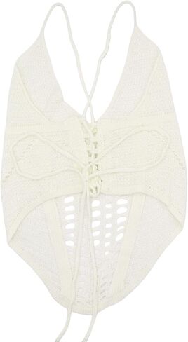 Women's Tank Top Mini Skirt Set 2 Piece Swimsuit Pearl Rhinestone Bikini Cover Up Sheer Beach Swimwear Bathing Suit Coverups in Kuwait