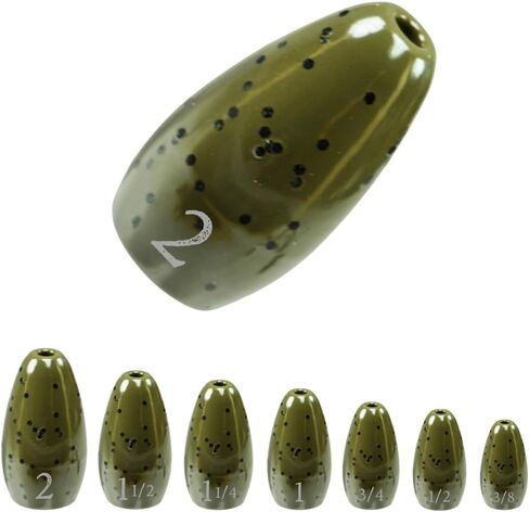 Reaction Tackle Tungsten Flipping Weights for Bass Fishing - Sinkers for Punching Through Heavy Cover - for Texas and Carolina Rigs - Size Stamped on All Weights for Fresh and Saltwater in Saudi Arabia