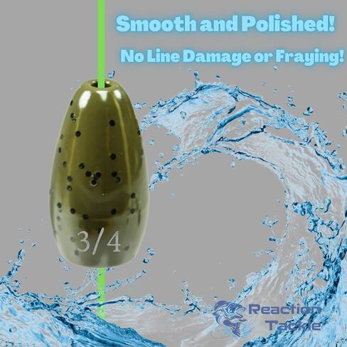 Reaction Tackle Tungsten Flipping Weights for Bass Fishing - Sinkers for Punching Through Heavy Cover - for Texas and Carolina Rigs - Size Stamped on All Weights for Fresh and Saltwater in Saudi Arabia