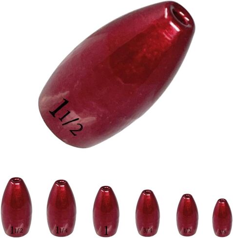 Reaction Tackle Tungsten Flipping Weights for Bass Fishing - Sinkers for Punching Through Heavy Cover - for Texas and Carolina Rigs - Size Stamped on All Weights for Fresh and Saltwater in Saudi Arabia