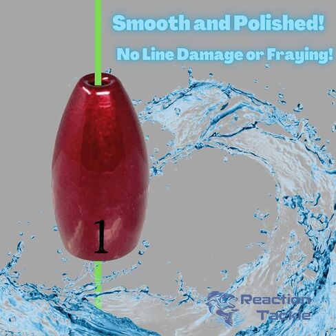 Reaction Tackle Tungsten Flipping Weights for Bass Fishing - Sinkers for Punching Through Heavy Cover - for Texas and Carolina Rigs - Size Stamped on All Weights for Fresh and Saltwater in Saudi Arabia