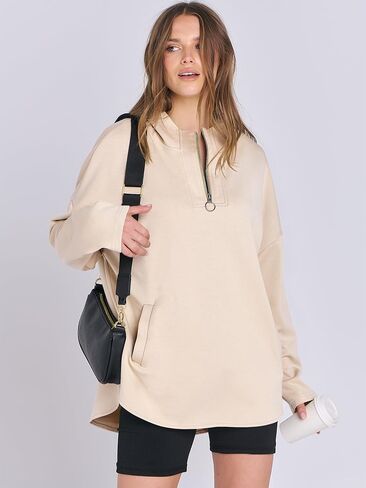 ANRABESS Womens Oversized Hoodie Quarter Zip Sweatshirts 2025 Fall Winter Tunic Pullover Top Trendy Teen Girls Preppy Clothes in Saudi Arabia